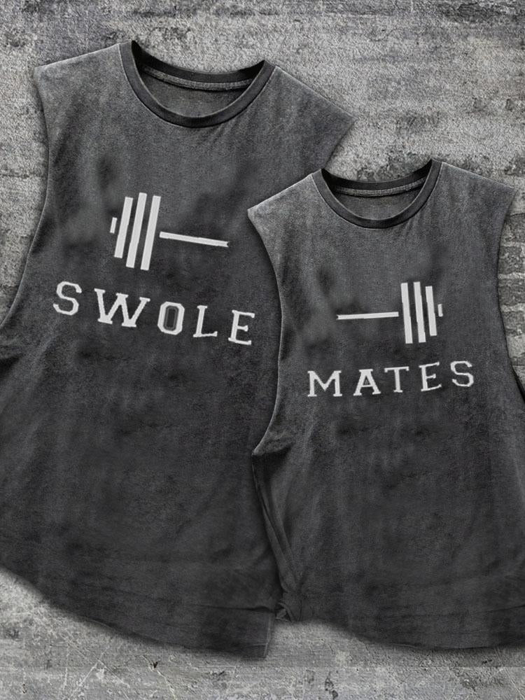 Swole Mates Scoop Bottom Cotton Matching Gym Tank