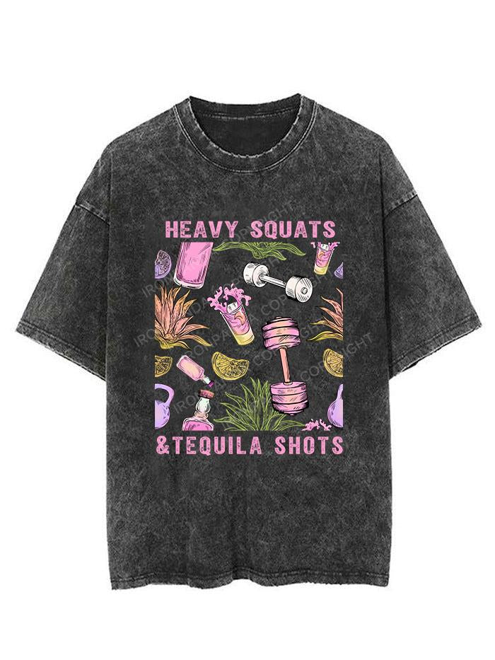 HEAVY SQUATS & TEQUILA SHOTS VINTAGE GYM SHIRT