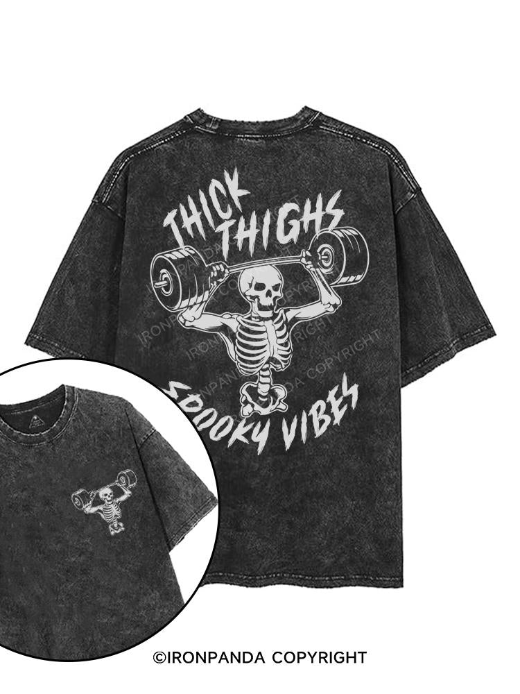 thick thighs spooky vibes printed Gym Shirt