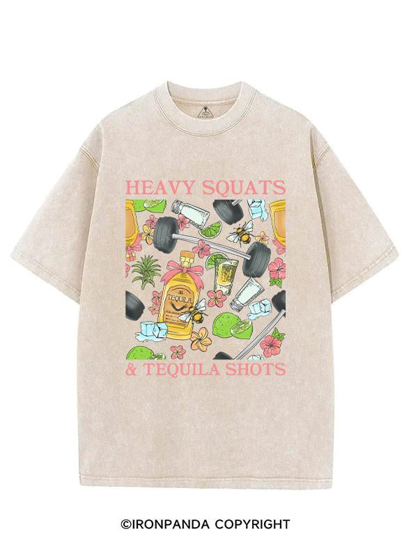 HEAVY SQUATS & TEQUILA SHOTS VINTAGE GYM SHIRT