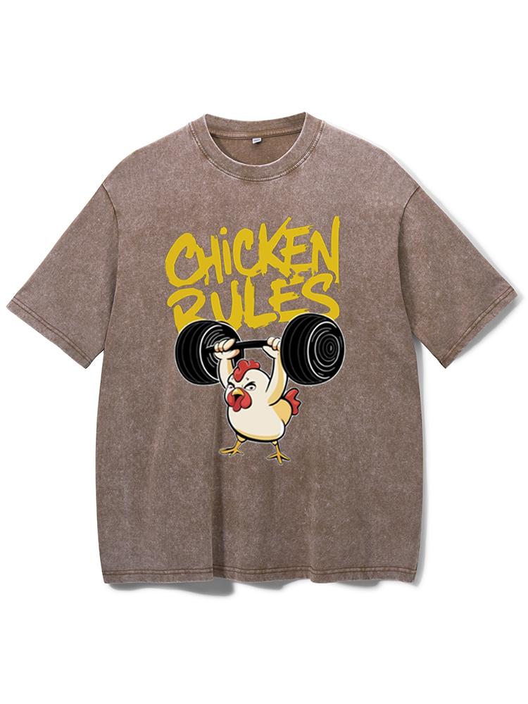 Chicken Rules Washed Gym Shirt