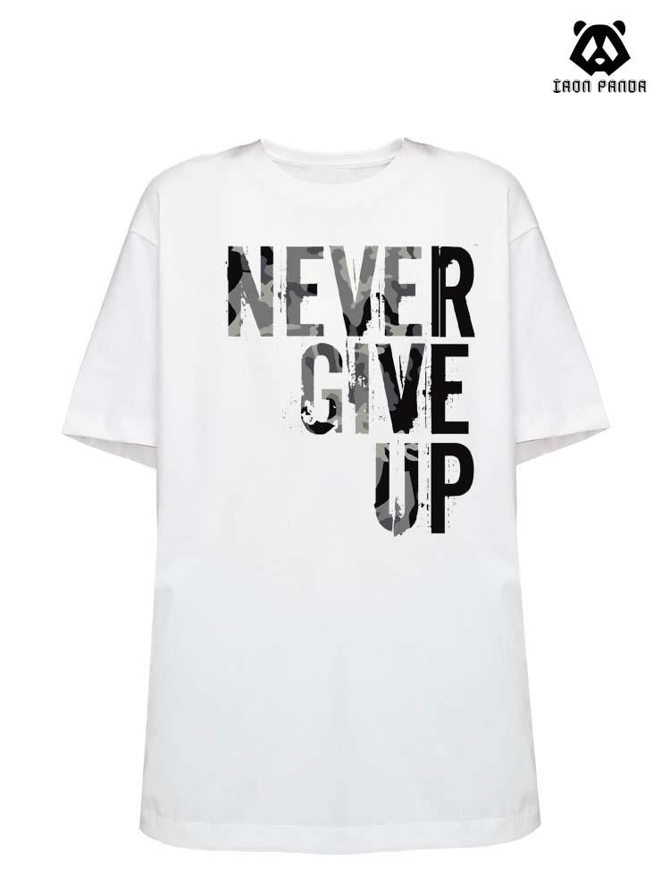 never give up Loose fit cotton  Gym T-shirt