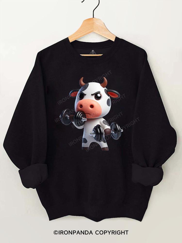 weightlifting cow Gym Sweatshirt