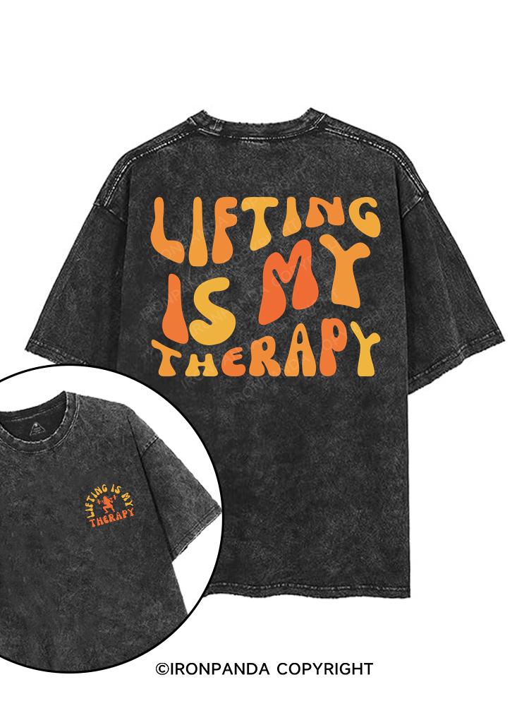 LIFTING IS MY THERAPY printed Gym Shirt