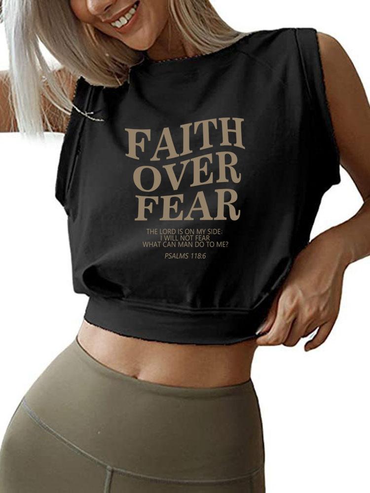 FAITH OVER FEAR  SLEEVELESS CROP TOPS