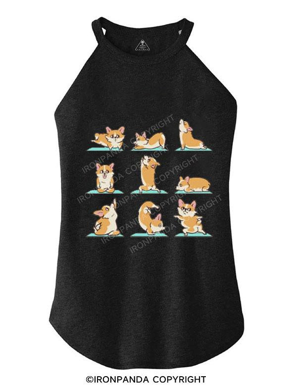 ZEN CORGI VIBES TRI ROCKER COTTON TANK