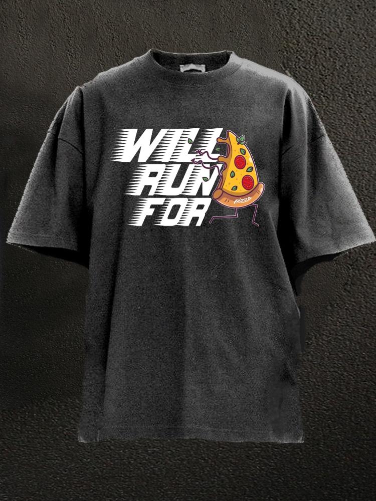 Will Run For Pizza Washed Gym Shirt