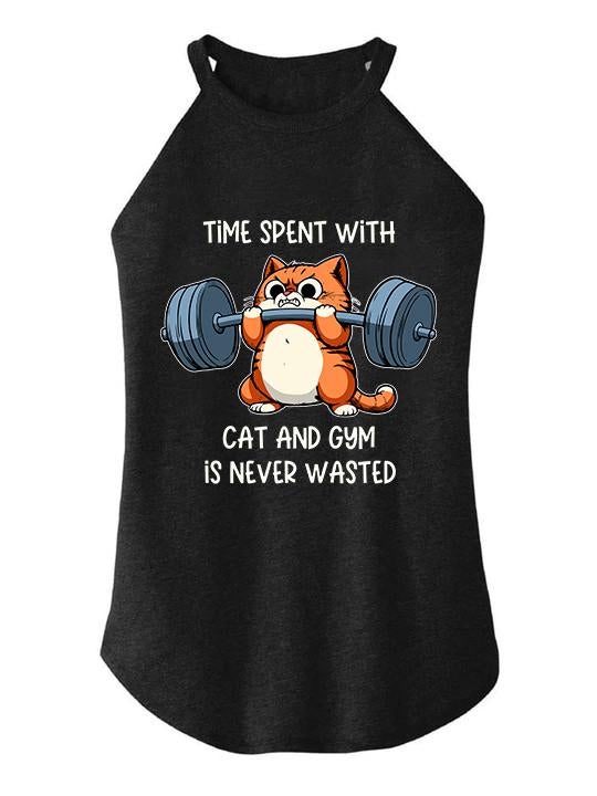 time spent with cat and gym is never ROCKER COTTON TANK