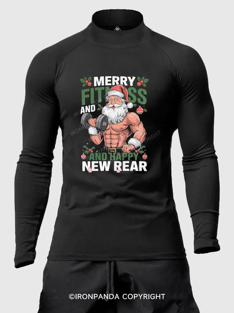 Merry Fitness and Happy New Rear  Men's Fitted Mock