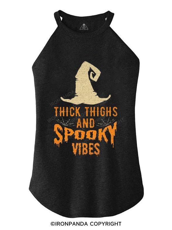 THICK THIGHS AND SPOOKY VIBES TRI ROCKER COTTON TANK