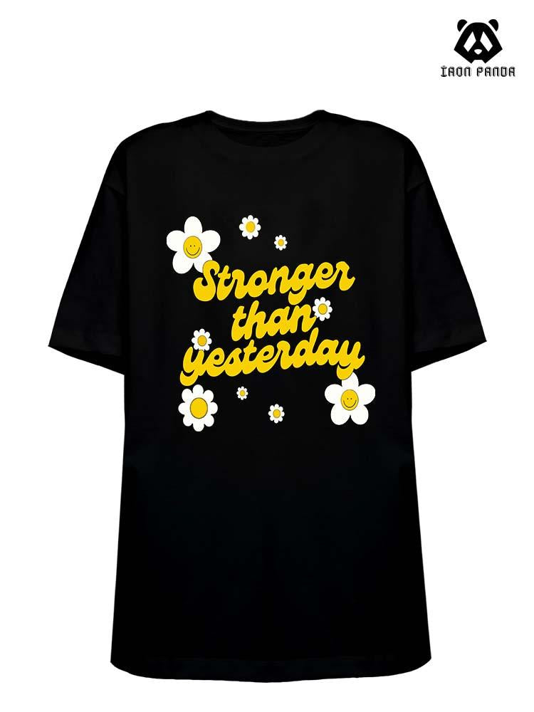 STRONGER THAN YESTERDAY Loose fit cotton  Gym T-shirt