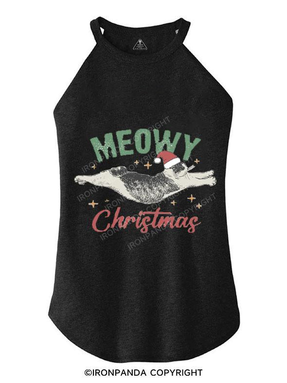 MEOWY CHRISTMAS TRI ROCKER COTTON TANK