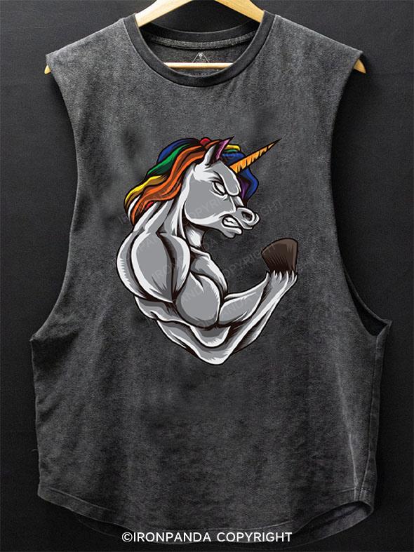 Unicorn At The Gym SCOOP BOTTOM COTTON TANK