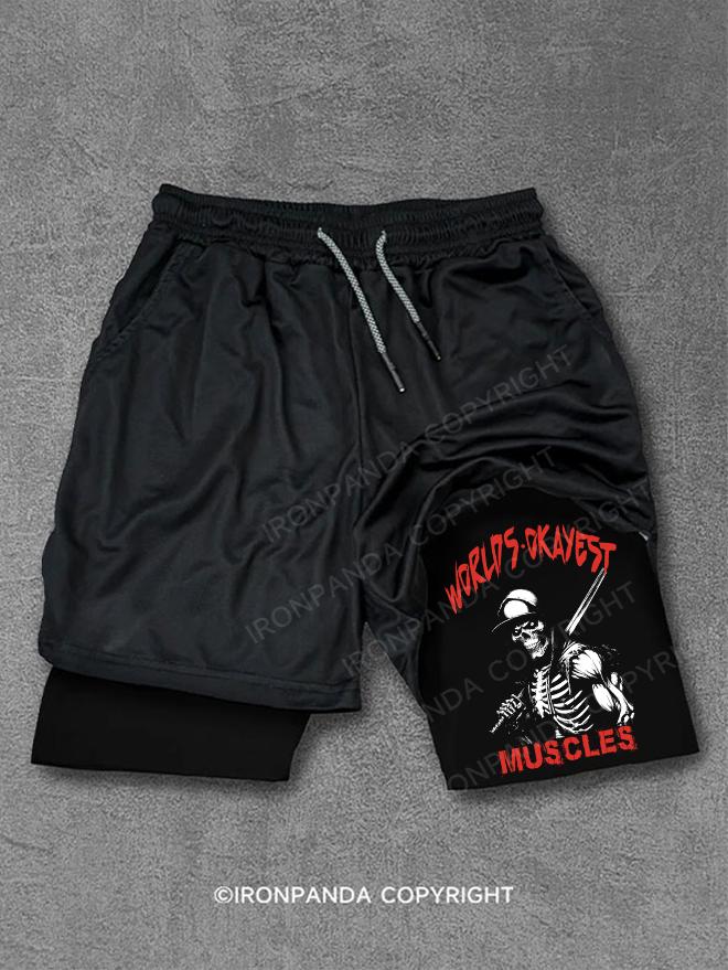 WORLD'S OKAYEST MUSCLES skeleton Performance Training Shorts