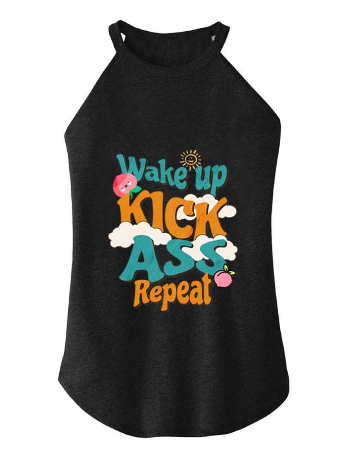 WAKE UP KICK ASS REPEAT ROCKER COTTON TANK