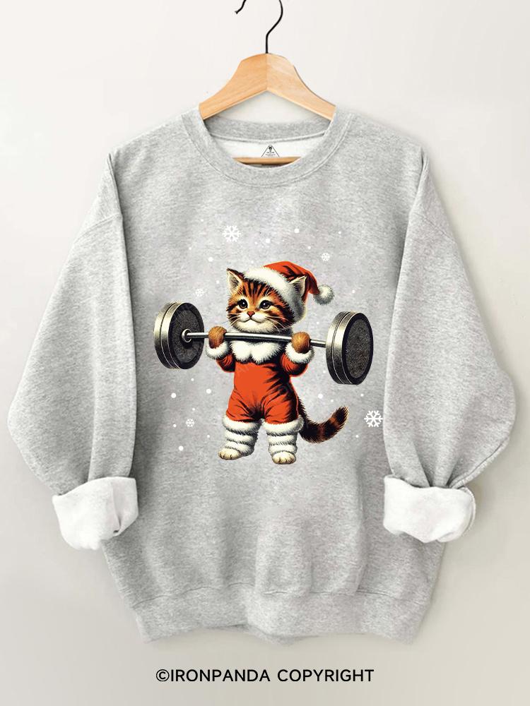 CHRISTMAS DEADLIFT cat Gym Sweatshirt