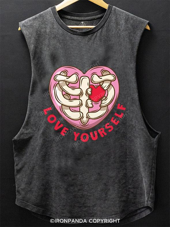 LOVE YOURSELF SCOOP BOTTOM COTTON TANK