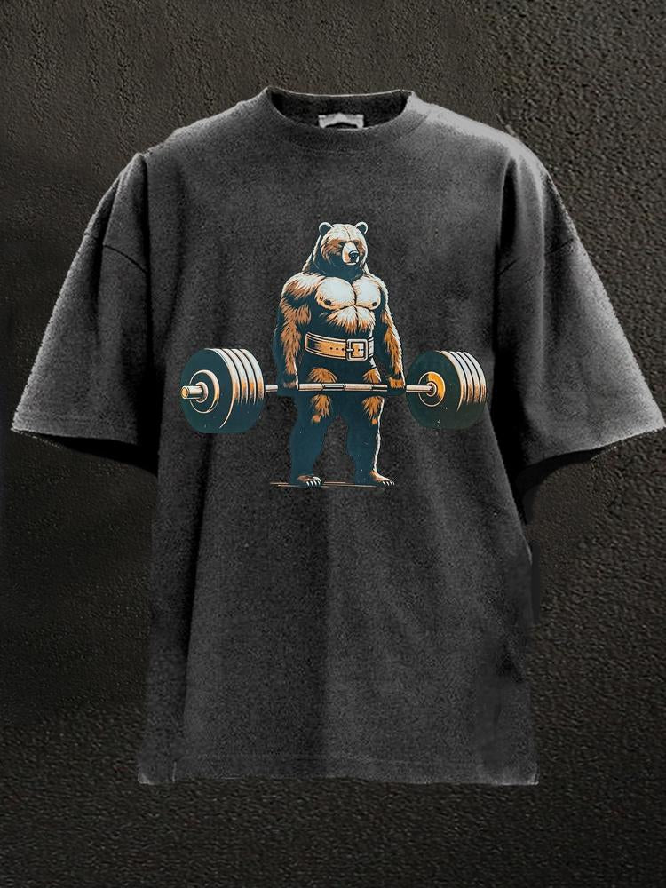 Bear Powerlifter Washed Gym Shirt