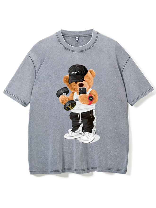 bear doll fitness selfie Washed Gym Shirt