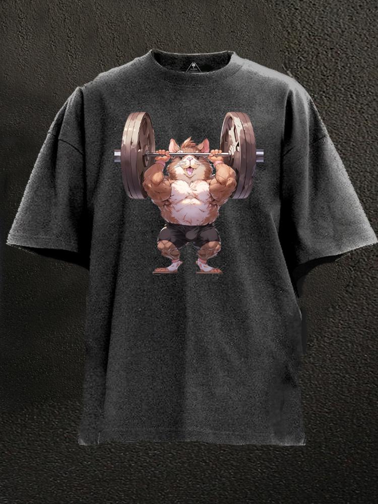 Strong Hamster with barbell Washed Gym Shirt