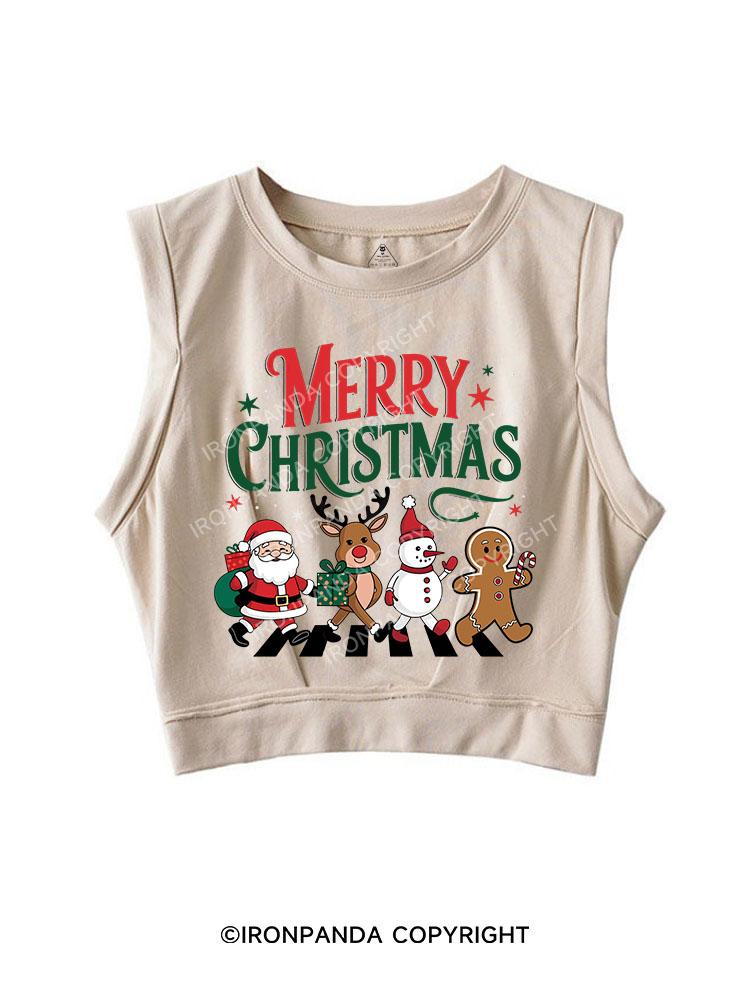 MERRY CHRISTMAS SLEEVELESS CROP TOPS