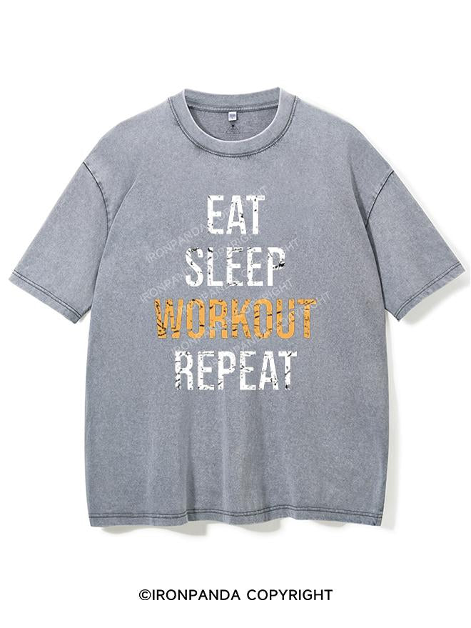 EAT SLEEP WORKOUT REPEAT VINTAGE GYM SHIRT