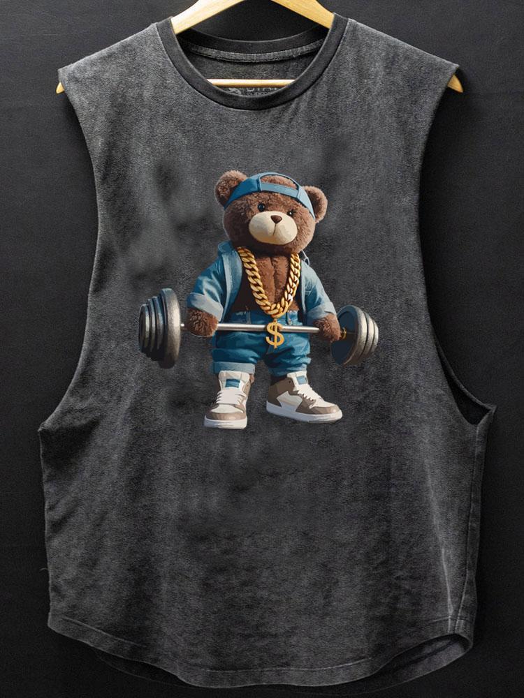 weightlifting toy bear SCOOP BOTTOM COTTON TANK