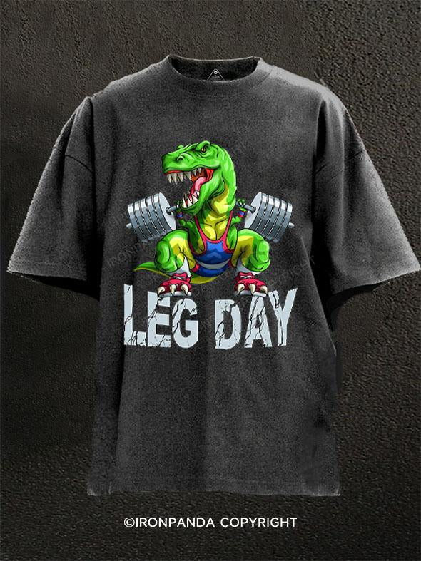 T-Rex LEG DAY Washed Gym Shirt