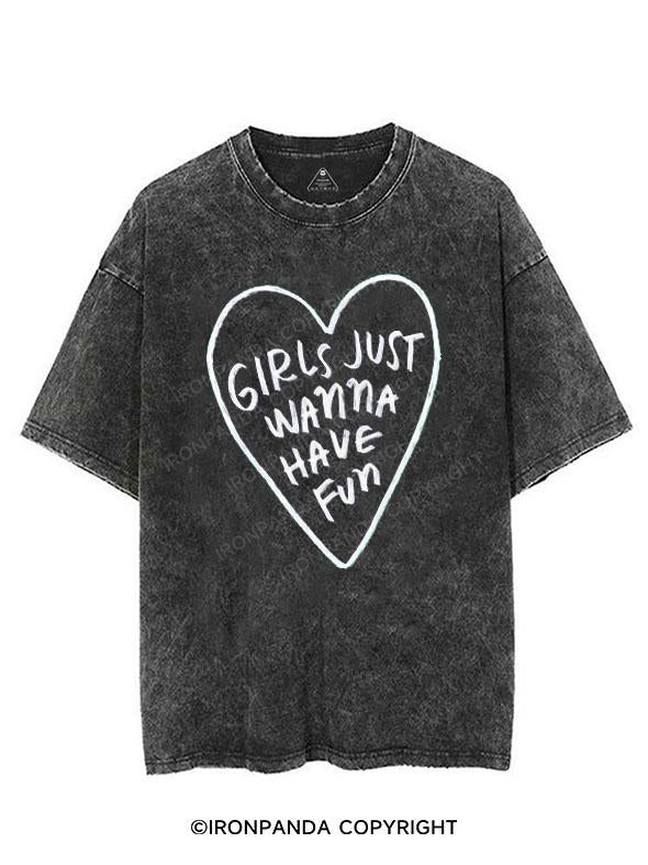 GIRLS JUST WANNA HAVE FUN VINTAGE GYM SHIRT