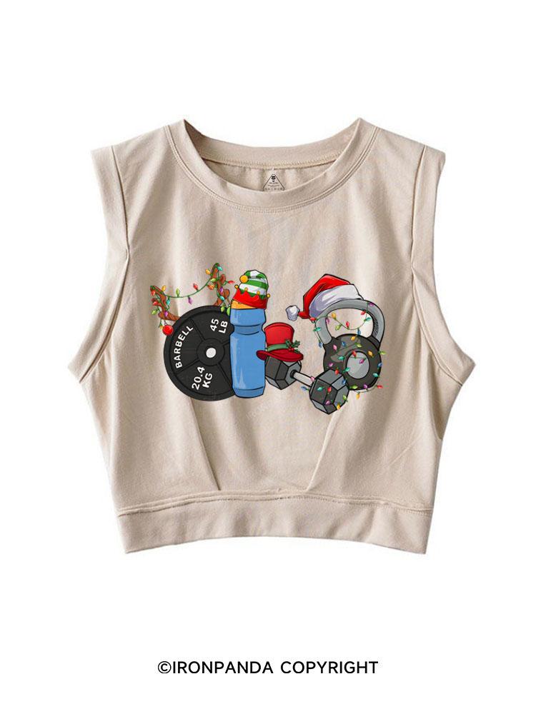 CHRISTMAS STYLE IN THE GYM SLEEVELESS CROP TOPS