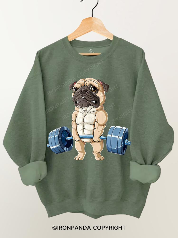 Pug Weightlifting Gym Sweatshirt