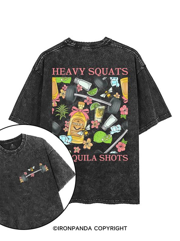 HEAVY SQUATS & TEQUILA SHOTS printed Gym Shirt