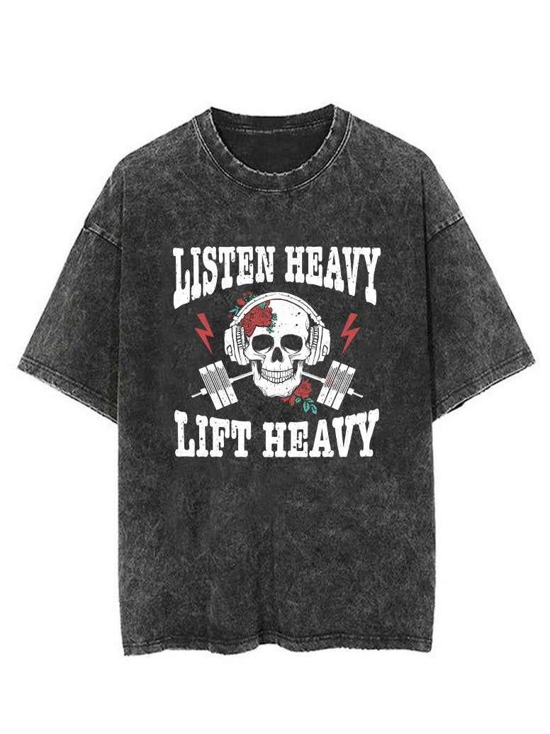 LISTEN HEAVY LIFT HEAVY VINTAGE GYM SHIRT