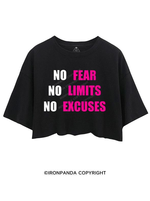 NO FEAR NO LIMIT NO EXCUSES CROP TOPS