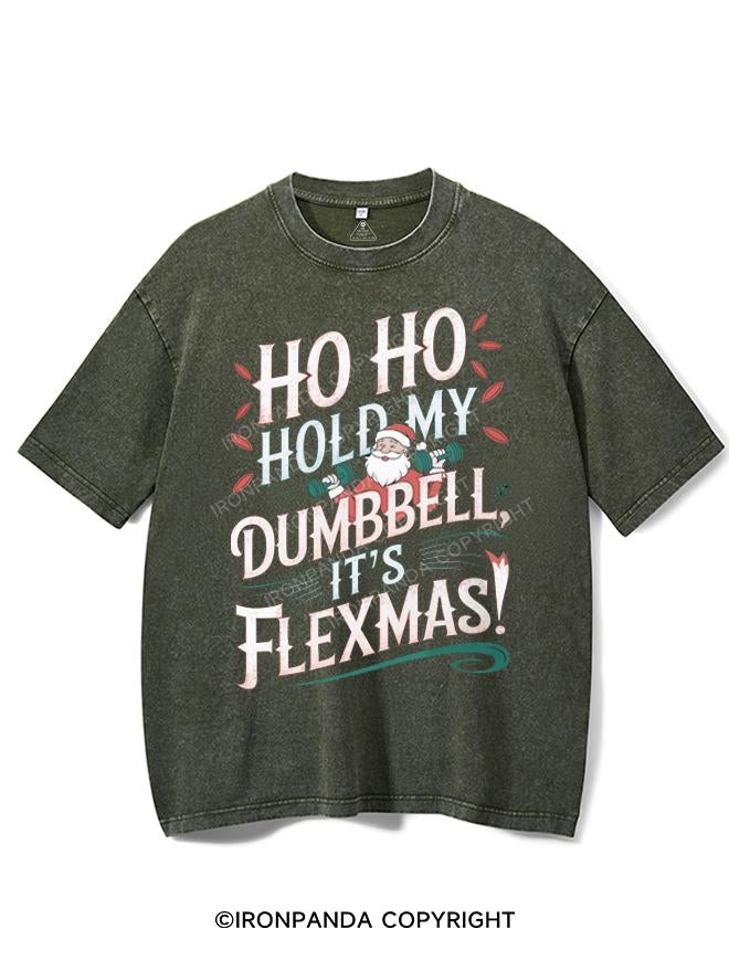 HO HO HOLD MY BUMBBELL IT'S FLEXMAS! VINTAGE GYM SHIRT