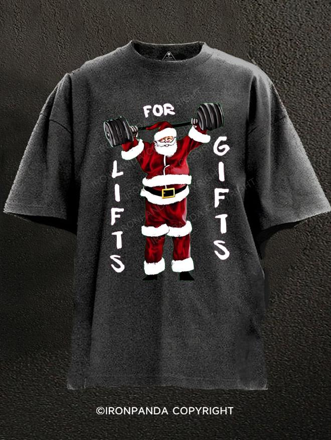 Santa Lifting Weights Washed Gym Shirt