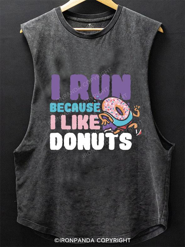 I RUN BECAUSE I LIKE DONUTS SCOOP BOTTOM COTTON TANK