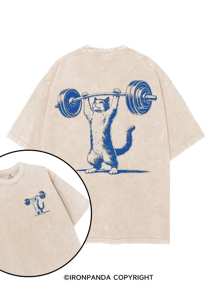 Weightlifting Cat printed Gym Shirt