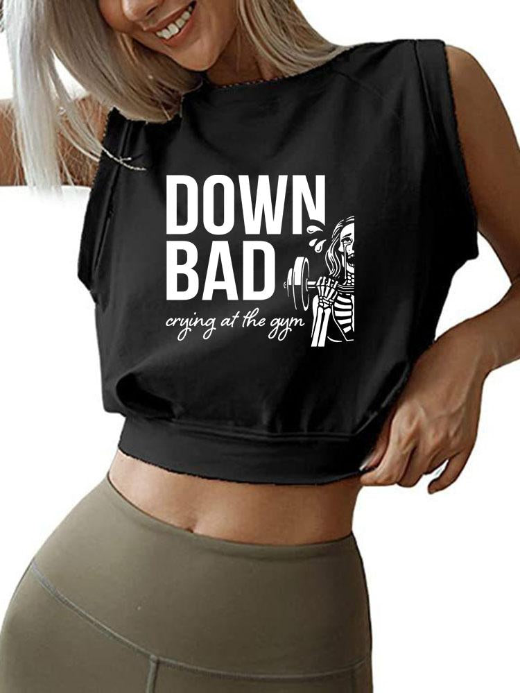 DOWN BAD CRYING AT THE GYM  SLEEVELESS CROP TOPS