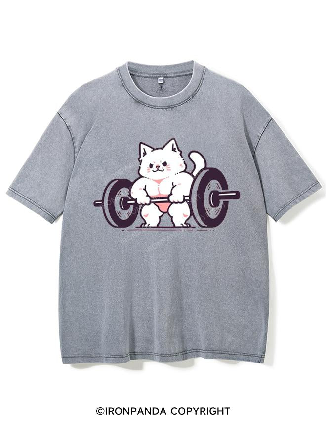 STRONG MUSCLE LIFTING CAT VINTAGE GYM SHIRT