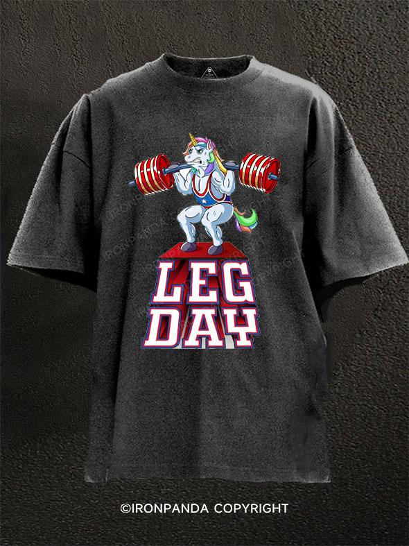 Leg Day unicorn Washed Gym Shirt