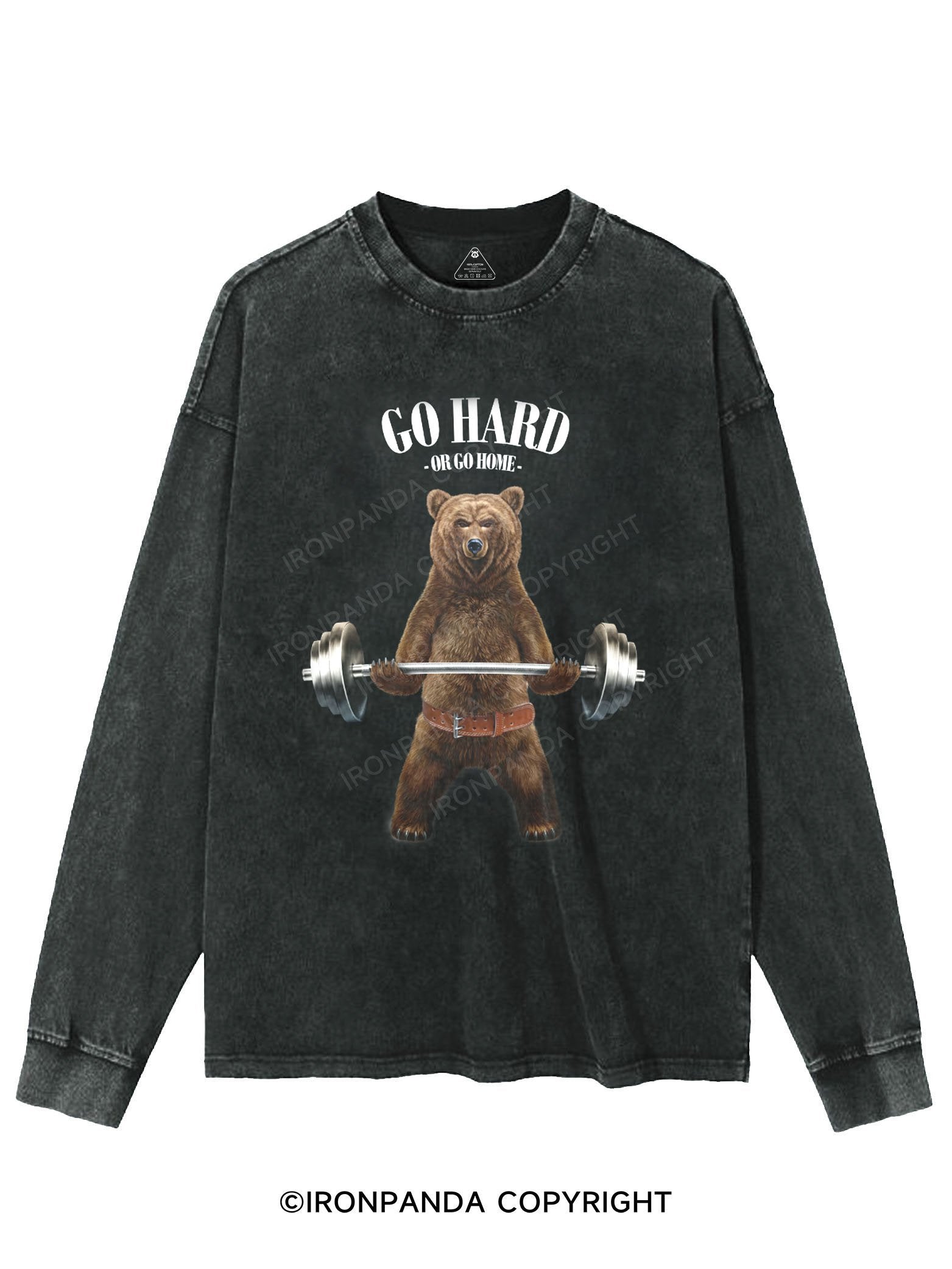 Grizzly Bear Weightlifting WASHED LONG SLEEVE SHIRT