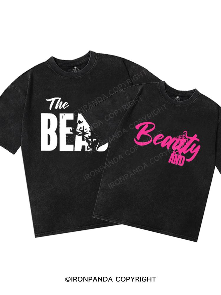 Beauty and The Beast Washed Matching Couple Gym Shirt