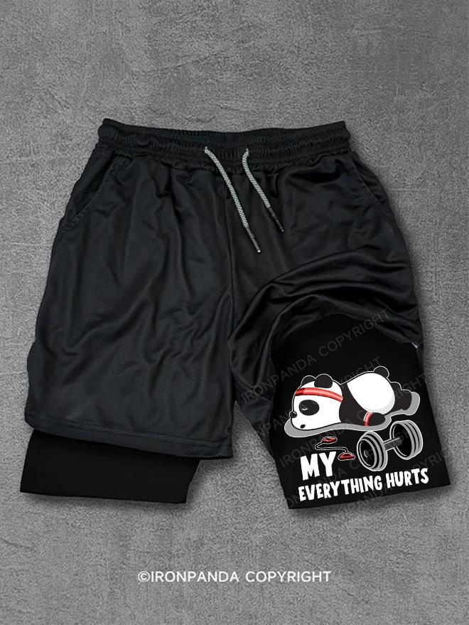 My Everything Hurts Funny Panda Performance Training Shorts