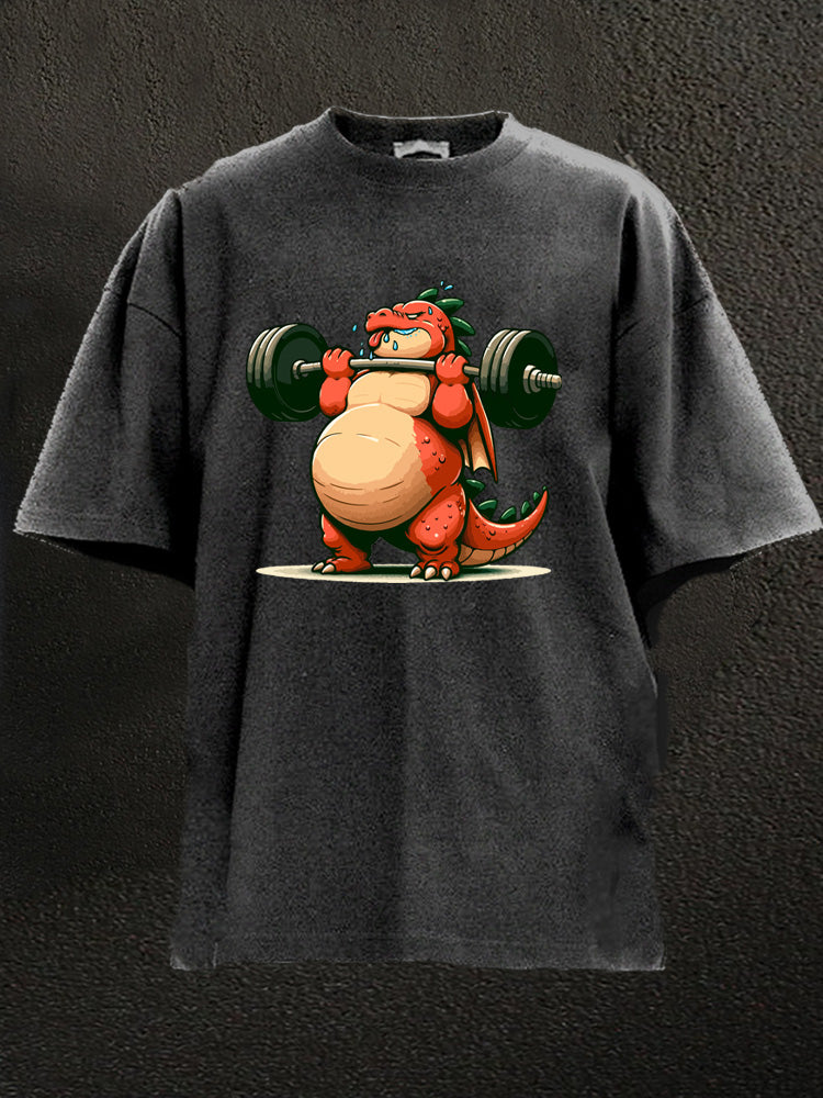 fat dinosaur lift heavy Washed Gym Shirt