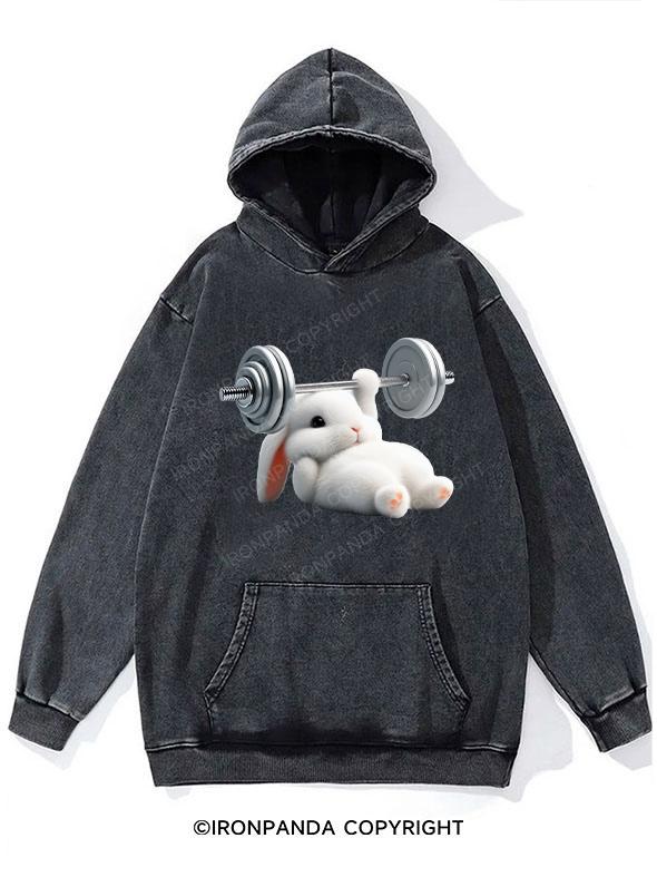 rabbit bench press Washed Gym Hoodie