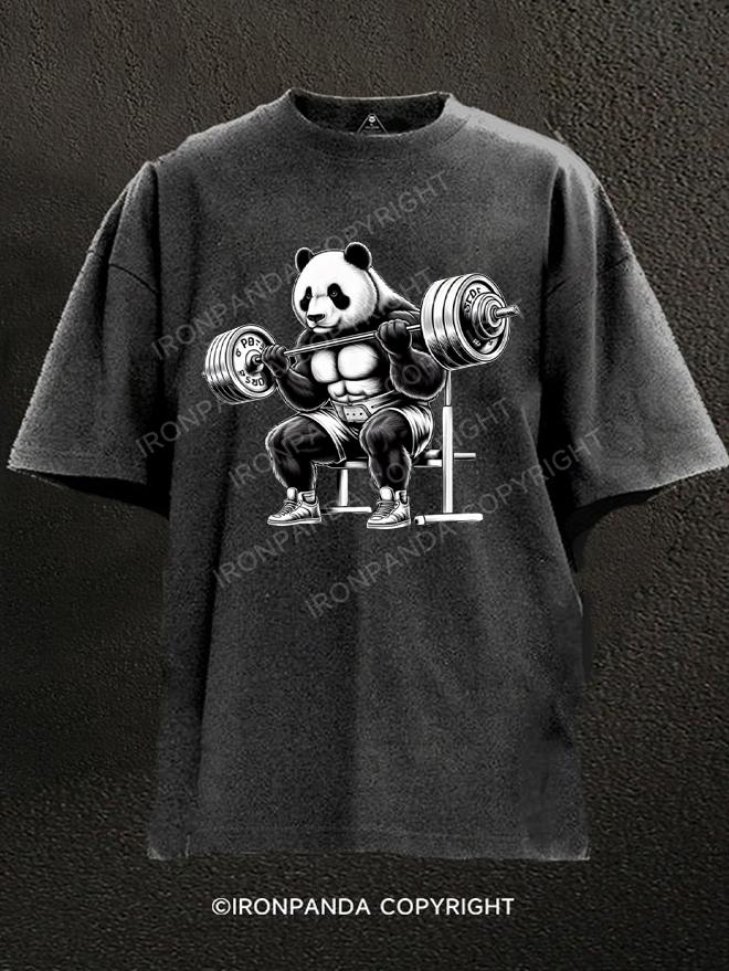 Panda Bear Powerlifting Washed Gym Shirt