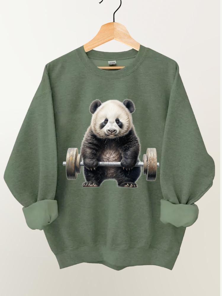 Weightlifting Panda Vintage Gym Sweatshirt