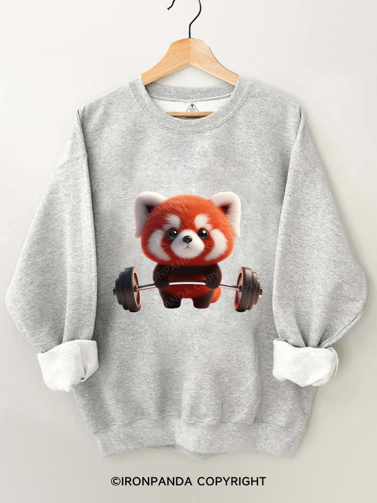 Cute panda lifting weights  Gym Sweatshirt