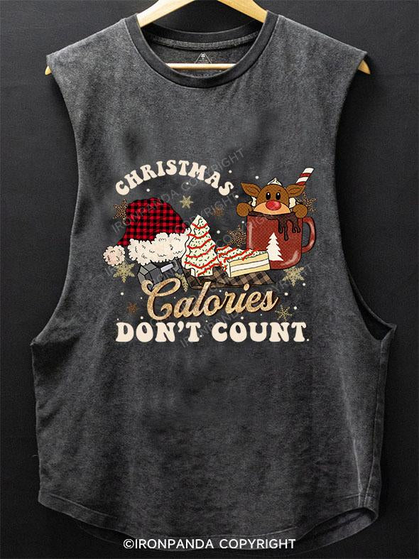 CHRISTMAS CALORIES DON'T COUNT SCOOP BOTTOM COTTON TANK